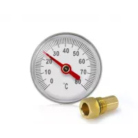 TiM Термометр "малый", с гильзой, корпус: металлический + стекло 1/4" нар Y-40T-80