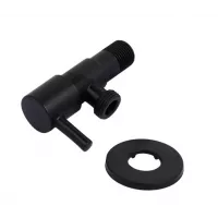 TiM Кран угловой 1/2"&times;1/2" круглый маховик. отражатель. черный матовый BL5825S.Bk